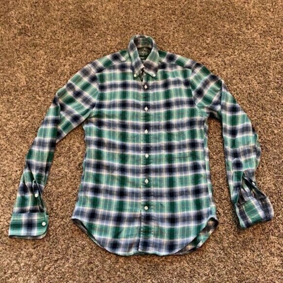 Gitman Bros Vintage Blue Flannel XS Made in USA Shirt - Picture 2 of 3